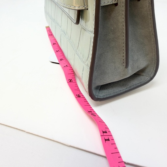 Tory Burch Lee Radziwill Ice Blue Croc-Embossed Shoulder Bag - Picture 7 of 16